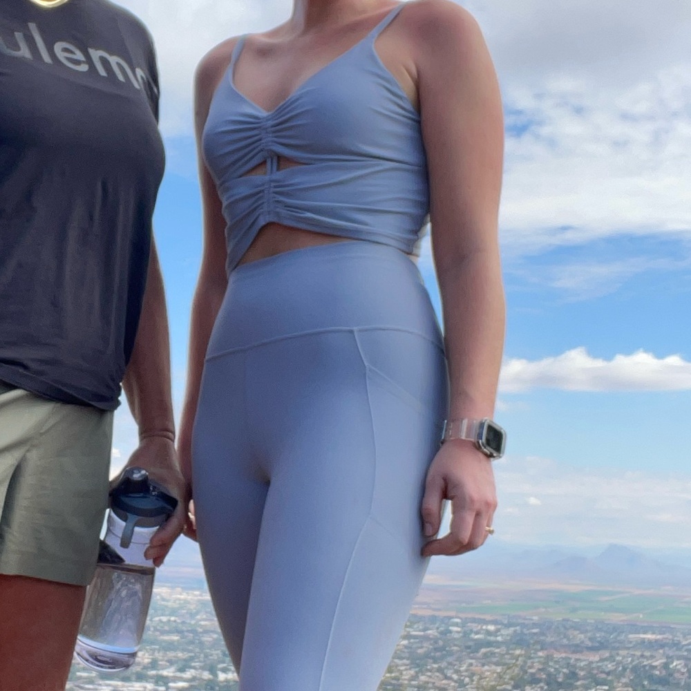 Athleta Matching Set - Ruched leggings and cropped top with built in bra